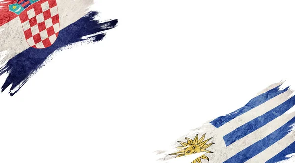 Kroatiens och Uruguays flaggstater på vit bakgrund — Stockfoto